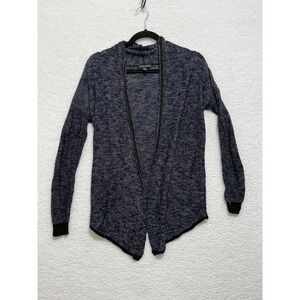 Eileen Fisher Womens XS Open Front Cardigan Blue Black Knit Sweater